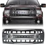 AMERICAN MODIFIED Front Grille Compatible with 2009-14 Ford F150, Replacement Grill w/Off-Road Lights, Matte Black