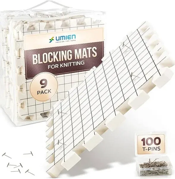 Umien Blocking Mats for Knitting 9-Pack - Extra Thick Blocking Boards