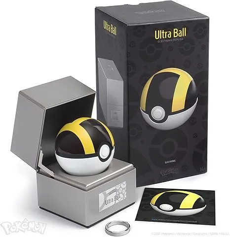 Pokémon 25th Anniversary Silver Box Edition Poké-Ball - Realistischer, elektronischer, druckgegossener Poké-Ball mit Vitrine Lichtfunktionen (Ultra Ball)