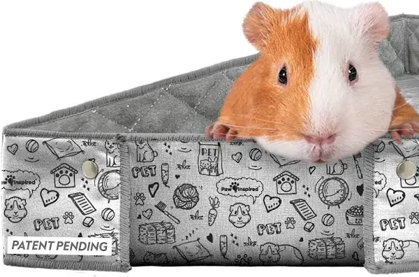 Paw Inspired Critter Box Washable Cage Liner with Raised Sides, Fleece Bedding with Waterproof Bottom, Edge Protected Pee Pads for Guinea Pigs, Rabbits, Hamsters, Small Animals (Midwest Size)