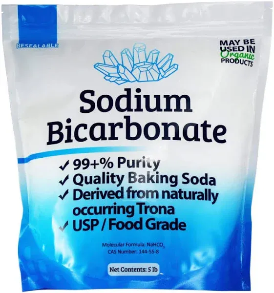 5 lb Organic Sodium Bicarbonate Baking Soda Fine Powder 5 Pound (Pack of 1) 