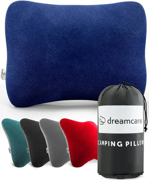 DREAMCARE Camping Pillow, Memory Foam Travel Pillow, Camping Accessories - Small Pillow Camping Essentials Camping Pillows for Sleeping, Backpacking Pillow, Travel Pillows for Sleeping (Medium,Black)