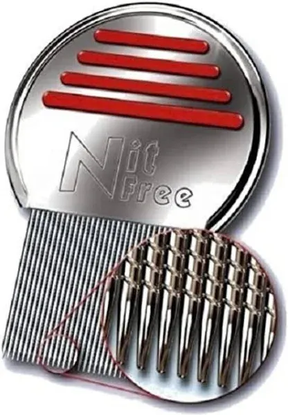 Nit Free Terminator Lice Comb - Professional Stainless Steel Comb for Effective Head Lice Treatment (Colors May Vary) (Pack of 3)