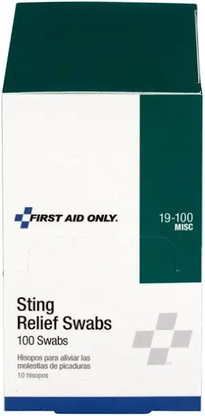 First Aid Only Sting Relief Swabs 100/Box