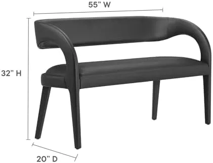 Modway Pinnacle Vegan Leather Accent Bench in Black