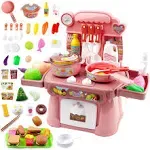 Kitchen Toys Imitated Chef Light Music Pretend Cooking Food Play Set,Children Girl Toy Gift Toy Kitchen Sink with Running Water and Electronic