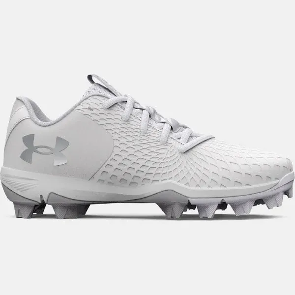 Under Armour Girls' Glyde 2.0 RM JR Softball Cleat- White / Metallic Silver - 3026607