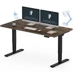 FLEXISPOT E6 Essential 3 Stages Dual Motor Electric Standing Desk 55x28 inch Whole-Piece Board Height Adjustable Desk Electric Sit Stand Desk(Black