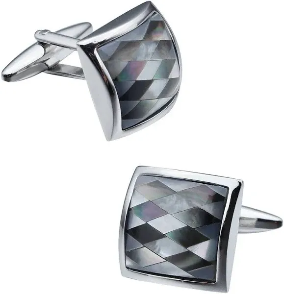 Hawson Men's Handmade Classic Mother of Pearl Cufflinks