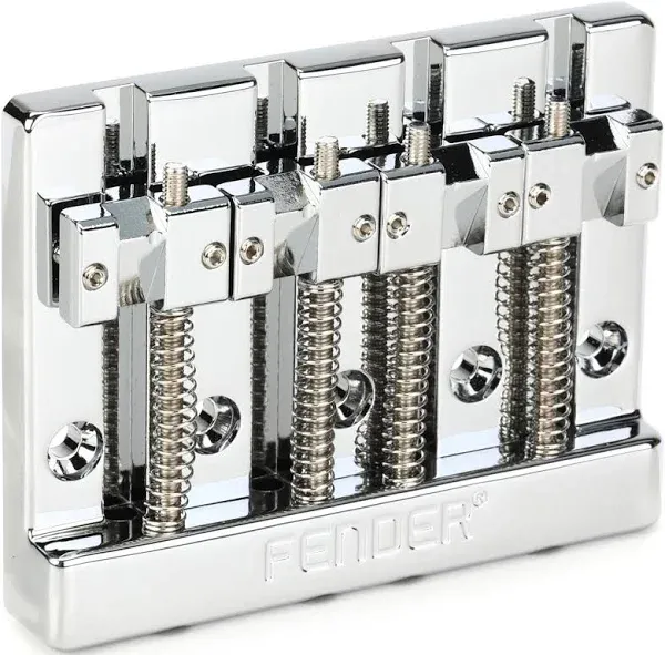 High Mass Bass Bridge with Vintage Brass Saddles Tailpiece Replacement for 4 String Jazz Electric Bass Chrome