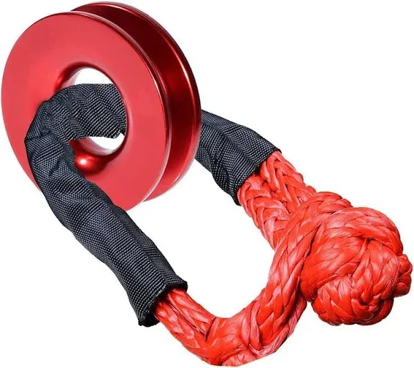 FizLig Winch Snatch Recovery Ring - Synthetic Winch Rope | Snatch Ring Soft Shackle | Winch Accessories for UTV ATV SUV Truck Recovery (41000 lb, Black Ring & Black Shackle)