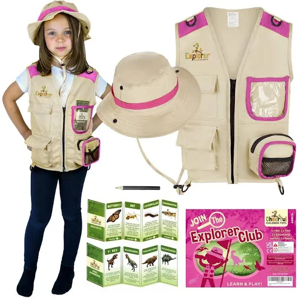 Kids Explorer Costume Including Safari Vest and Hat - Boys and Girls Aged betwee