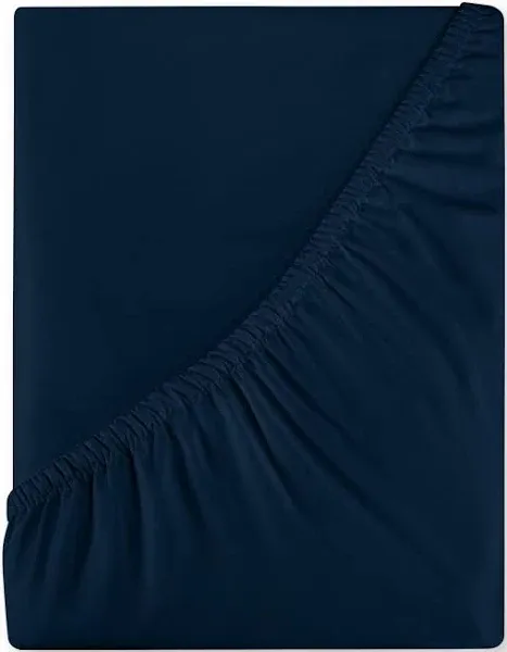 Royale Linens 400 Thread Count 100% American Grown Cotton Fitted Sheet Queen Size - All Around Elastic Fitted Sheet - Luxury Sateen Weave - Snug Fit Bottom Sheet Fit Up To 16 Inch (Queen, Rivera Navy)