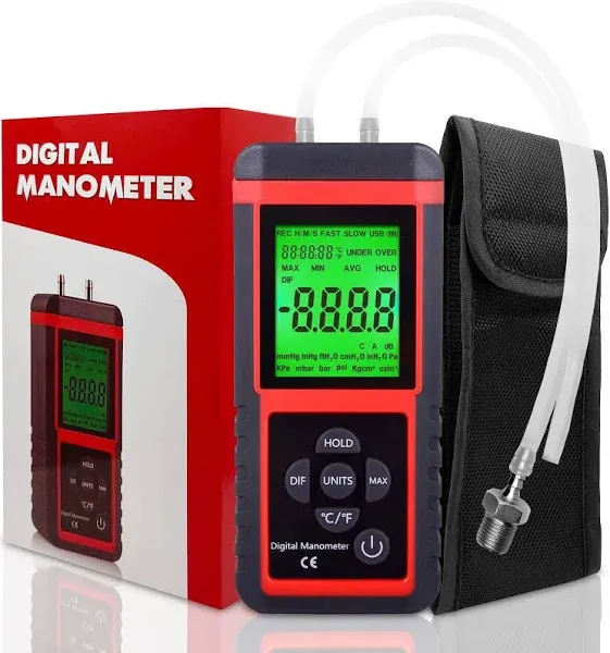 EHDIS Digital Manometer Air Pressure Meter Gas Gauge Reader