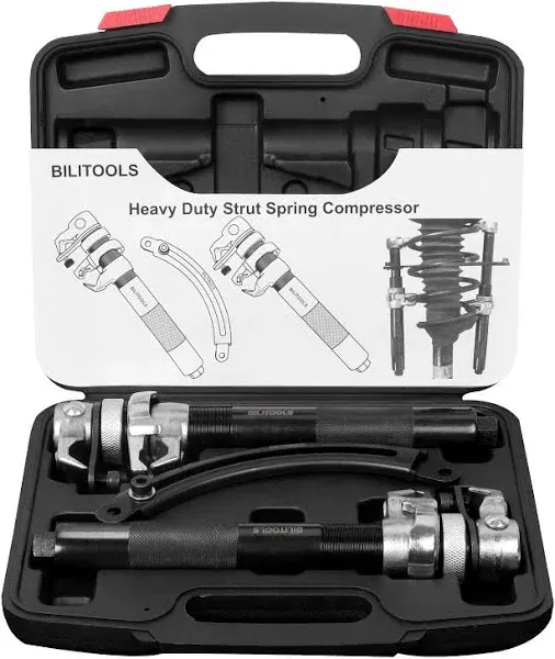 BILITOOLS 2-Piece Coil Spring Compressor Tool Heavy Duty Macpherson Strut Spring Compressor Set with Safety Jaws and Holder, Max Load.2645LB