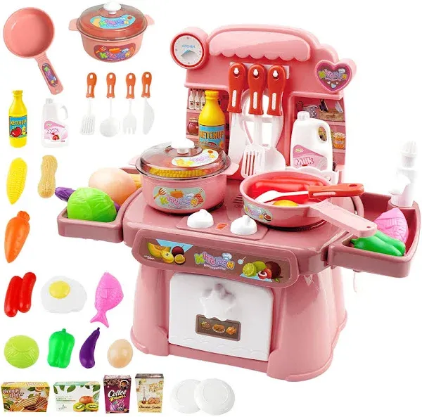 Kitchen Toys Imitated Chef Light Music Pretend Cooking Food Set Children Girl Toy Gift Toy