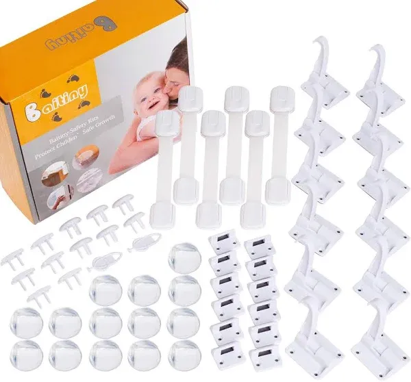 Baitiny Baby Proof Kit, 58 Packs Baby Proofing Kit Essentials Child Proofing Appliance with Cabinet Locks, Corner Guards and Outlet Covers