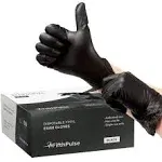 FifthPulse Vinyl Exam Latex Free & Powder Free Gloves, Black, Small, 50/Box