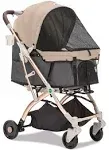 HPZ Pet Rover Lite Premium Light-Weight Dog/Cat/Pet Stroller Travel Carriage with Convertible Compartment/Zipper-Less Entry/1-Hand Quick Fold/Aluminum Frame for Small & Medium Pets (Black 2nd-Gen.)