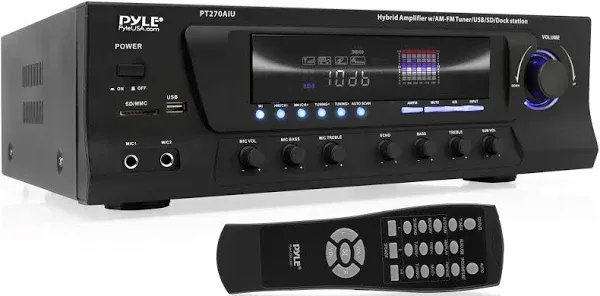 Pyle Home 300W Digital Stereo Receiver System - AM/FM IPod/MP3 W/Karaoke,