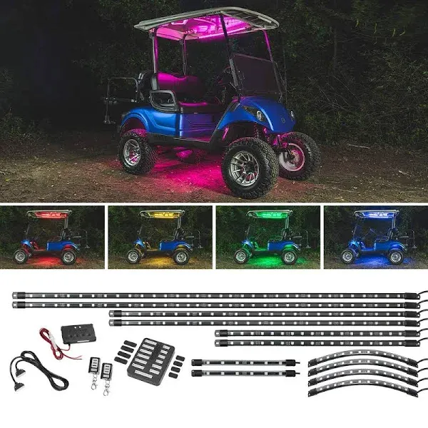 LEDGlow 12pc Million Color LED Golf Cart Underglow Accent Neon Lighting Kit