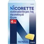 Nicorette Nicotine Polacrilex Gum 4 mg (110 x 0.03 oz)