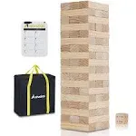 Aivalas Giant Timber Blocks Games, 56 Blocks Large Tower Outdoor Games - Includes Carry Bag and Scoreboard, Wood Stacking Yard Games Grows from 2FT to Over 4.2FT for Kids Adults Family