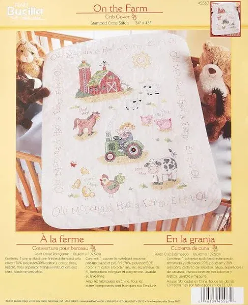 Bucilla Stamped Crib Cover Cross Stitch Kit 34 inch X43 inch On The Farm