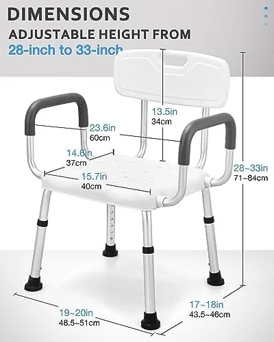 Sangohe Shower Chair for Inside Shower - Heavy Duty Shower Seat with Armrest ...