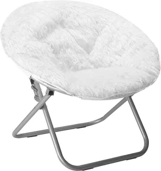 Mongolian Faux Fur Saucer Chair Off White