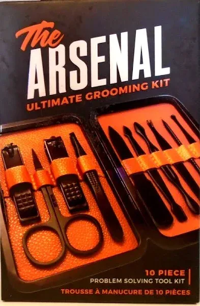 Wild Willies Arsenal Manicure &amp; Pedicure Set, Men&#039;s Grooming Kit,Black,10 Piece