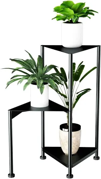 3 Tier Metal Plant Stand Indoor Outdoor Tall Corner Flower Pot Holder Stands ...