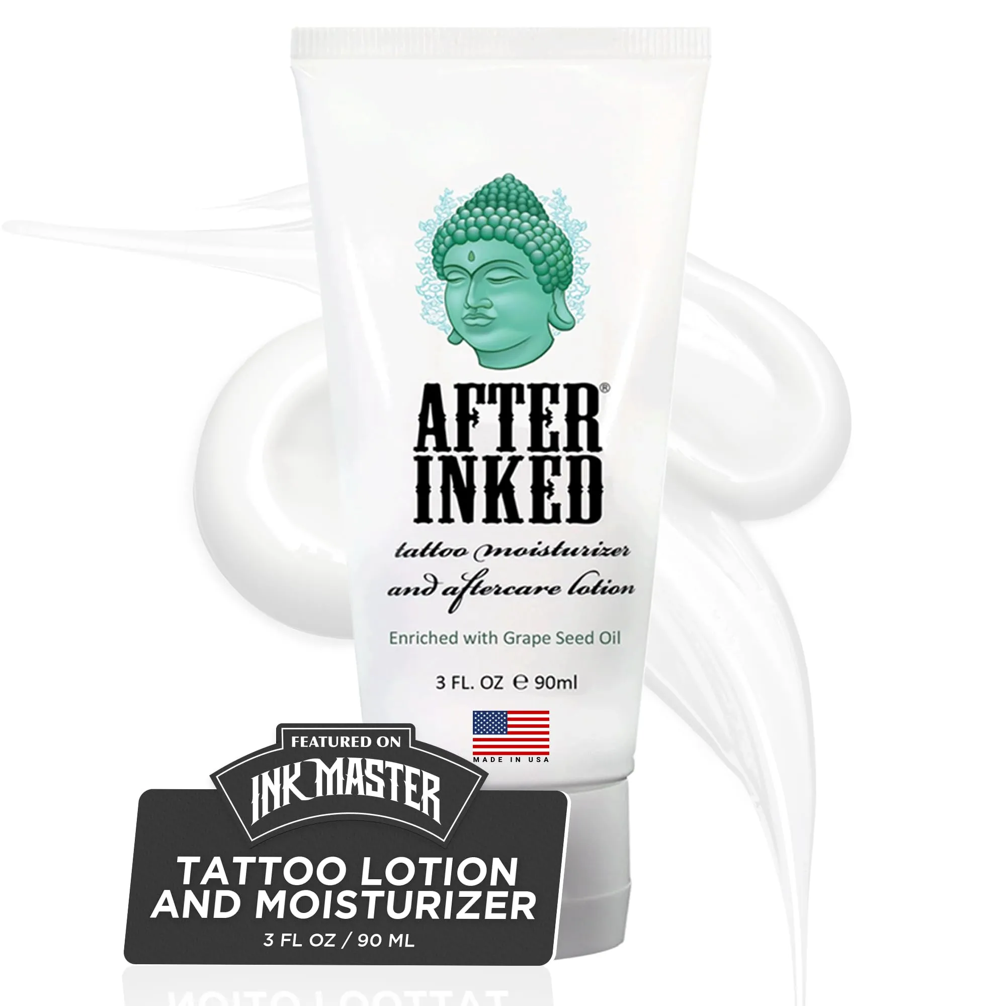 After Inked Tattoo Aftercare Lotion - Tattoo Moisturizer, As Seen on INK MASTER, Tattoo Balm, Ink Hydration Tattoo Aftercare Kit, 3 Fluid oz Tube (1-Pack)