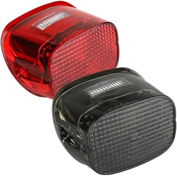 ‎Eagle Lights Flashing Strobe Squareback LED Tail Brake Light Kit for Harley Davidson - with Plate Window/Red Lens