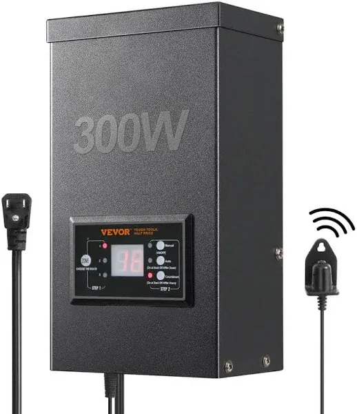 VEVOR 300W Low Voltage Landscape Transformer with Timer and Photocell Sensor, Wa