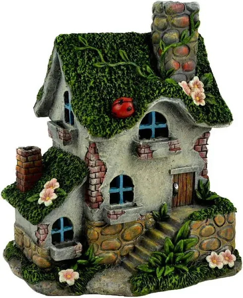 Midwest Design Fairy Garden Solar Pinecones Tree House