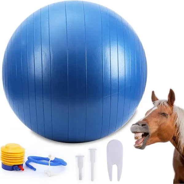 Durable Horse Play Ball - 40-Inch Blue Soccer Ball with Inflation Kit Included