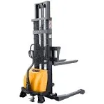 APOLLO Semi-Electric Pallet Stacker 3300 lbs Capacity 118" Lifting Height Material Lift Jack Economy Hand Pallet Forklift with Straddle Legs and Forks Suitable for Various Pallets