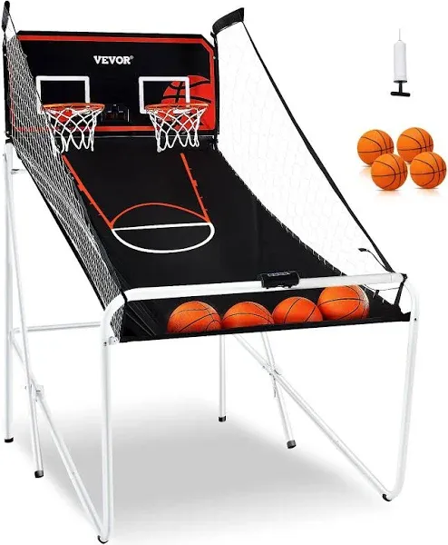 VEVOR Arcade Cage Basketball Game Indoor Basketball Game, Home Dual Shot Sport, for Kids, Adults (Black &amp; White) - 7.5-Foot