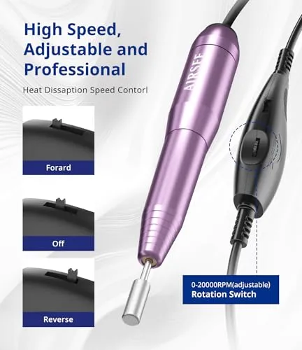 AIRSEE Portable Electric Nail Drill Professional Efile Nail Drill Kit for Acryli