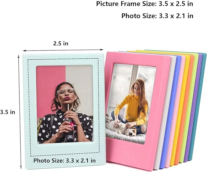 10 Pack Magnetic Small 2x3 Picture Frames For Polaroid Fujifilm Instax Mini - Cute Collage Colorful Photo Display Set For Refrigerator - Exploring Imagination With Multiple Creative Combinations