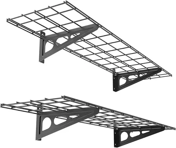  2-Pack 1x4ft 12-inch-by-48-<wbr/>inch Wall Shelf Garage Storage Rack 1x4 ft Black