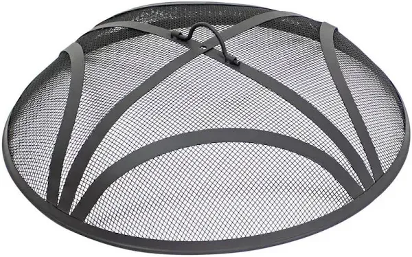 Fire Pit Spark Screen, Upgraded 24 Inch Collapsible Outdoor Fire Pit Screen with Handle & Poker, Heavy-Duty Steel Fire Pit Cover Round Mesh Replacement Firepit Screen for Backyard/Beach/RV Camping