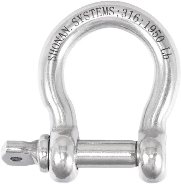 SHONAN 1/2&#034; Large Bow Shackle, Heavy Duty D Ring Shackle, Marine Grade Stainl...