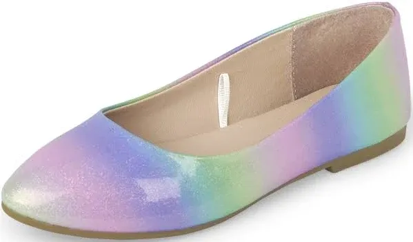 The Children's Place Girls Glitter Rainbow Ballet Flats