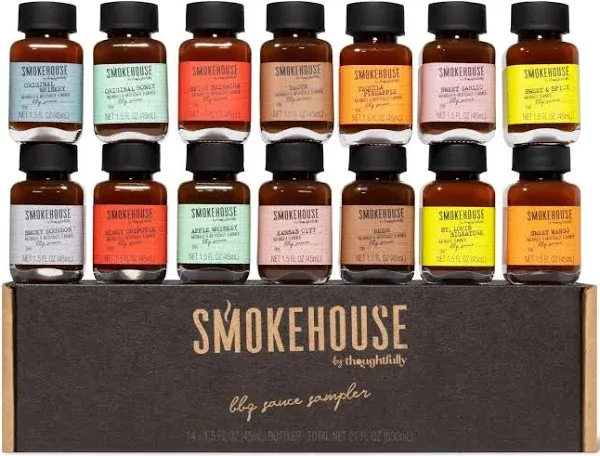 Smokehouse by Thoughtfully, Gourmet BBQ Sauce Sampler Variety Pack Gift Set, Set of 14