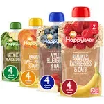 Happy Baby Organics Stage 2 Baby Food Pouches, Gluten Free, Vegan & Healthy Snack, Clearly Crafted Fruit & Veggie Puree, Fruit & Veggie Variety Pack