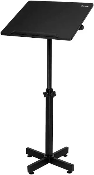 VINGLI Classic Lectern Podium Stand, Height Adjustable Church Classroom Lecture, Portable Presentation Concert Podium, Multi-Function Reading or Laptop Desk with Edge Stopper, Black