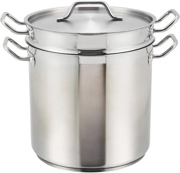 Winco SSDB-8 8 Qt. Stainless Steel Double Boiler with Cover