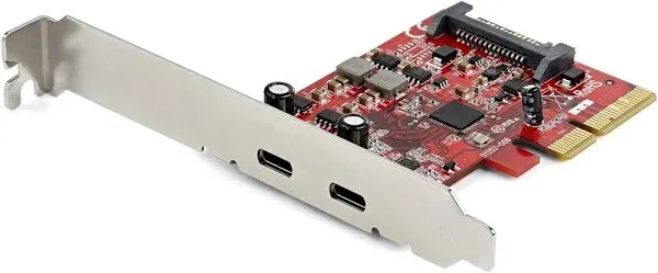 StarTech.com PCIe USB 3.1 Card - 2x USB C 3.2 Gen 2 (10Gbps) - PCIe Gen 3 x4 - ASM3142 Chipset - USB Type C PCI Express Card (PEXUSB312C3)